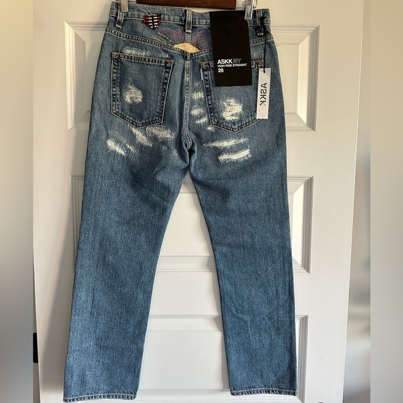 ASKK NY High Rise Straight Embroidered Jeans - Picture 5 of 8